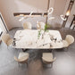 Table à manger rectangulaire en pierre moderne, base en métal pour salle à manger