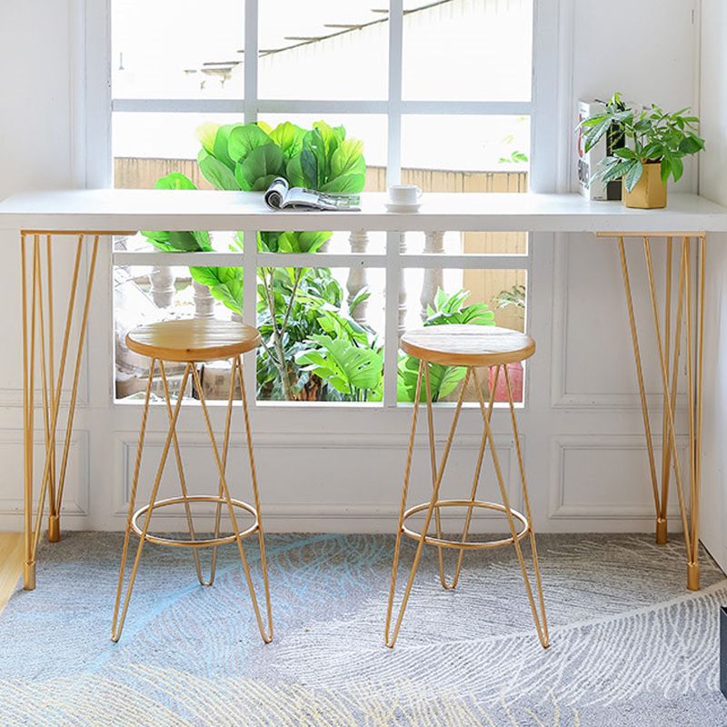 Glam White Wood Counter Table with Rectangle Table Top Gold Legs Table - 42" H Clearhalo 'Bar Furniture' 'Bar Tables' 'bar_tables' 'furn' 'furn_bar_tables' 'Furniture' 'furniture_bar_tables' 'Kitchen & Dining Furniture' 1200x1200_f7f83c6b-57ec-4c71-a655-a4f509cc8a87