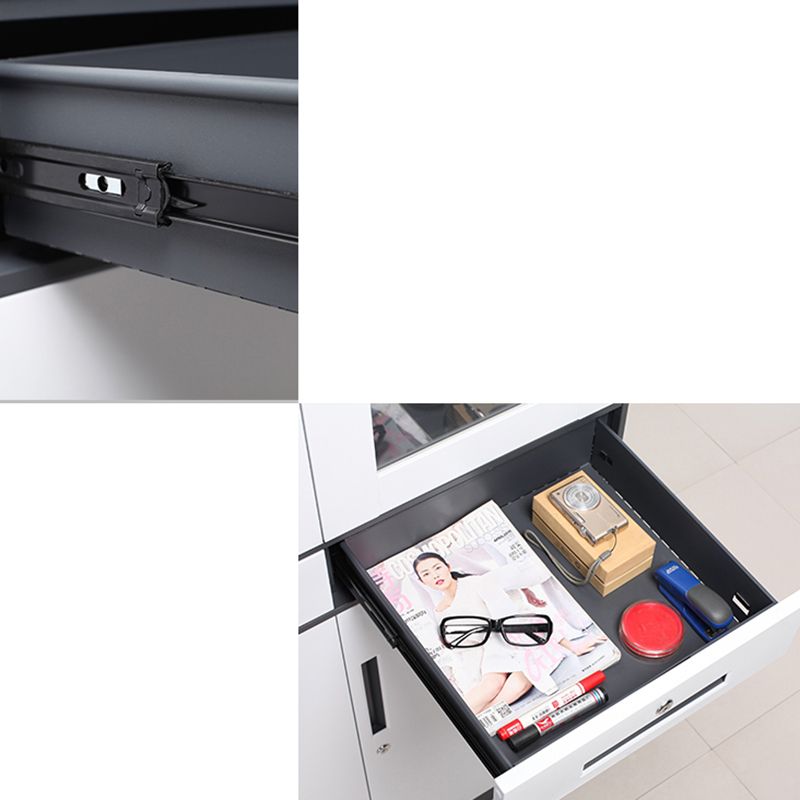 Modern Stainless Steel Bookcase Standard With Doors Shelf for Home Office Clearhalo 'Bookcases' 'furn' 'furn_bookcases' 'Furniture' 'Office Furniture' 1200x1200_f7f8508e-f16c-49ae-92a0-43bd5fc99c87