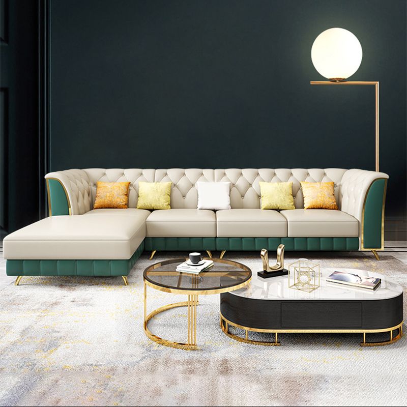 Section du bras évasé tufté avec oreillers