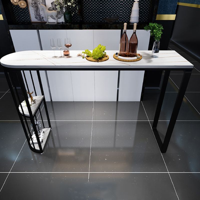 Stone Bar Dining Table ModernOval Bar Table with Sled for Dining Room Clearhalo 'Bar Furniture' 'Bar Tables' 'bar_tables' 'furn' 'furn_bar_tables' 'Furniture' 'furniture_bar_tables' 'Kitchen & Dining Furniture' 1200x1200_f7fa537c-c3e8-492b-aca0-efee64405eb5