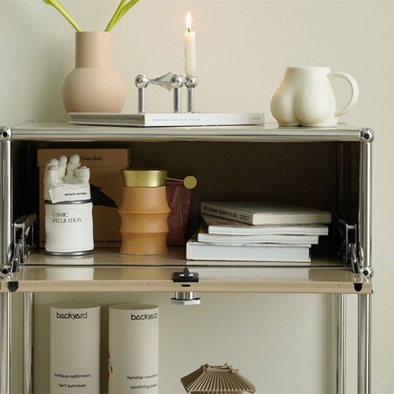 Mesa deslizante modernista de metal de mesa con almacenamiento de 4 patas mesa de esquina de sala de estar