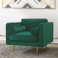 タキシードアームソファモダンスタイルの緑のベルベットソファが金属脚