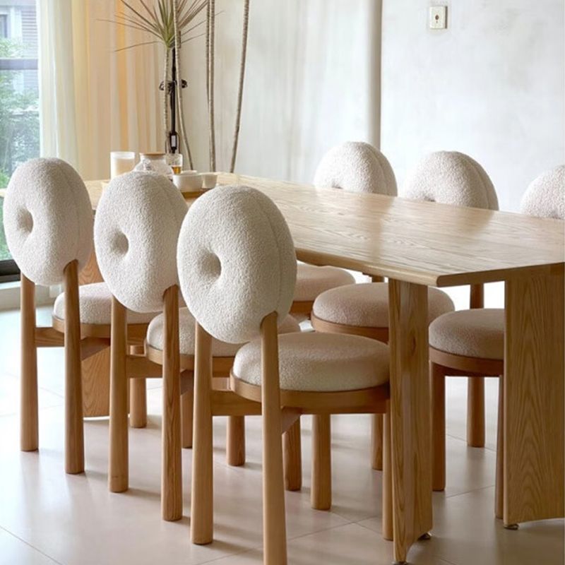 Silla de comedor sin brazo de madera sólida de comedor tapizado contemporáneo
