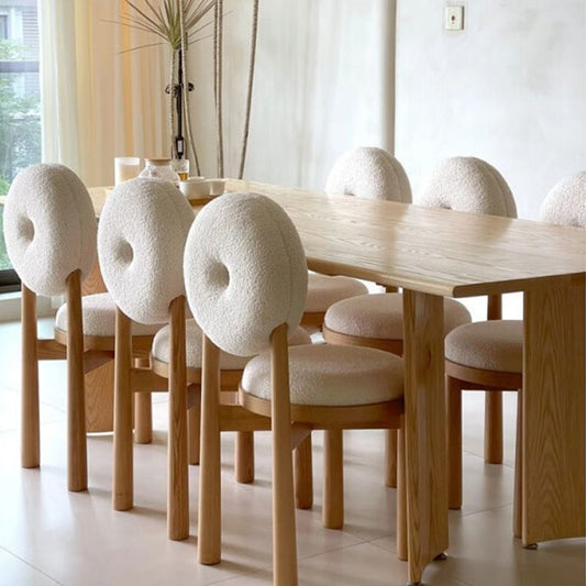 Silla de comedor sin brazo de madera sólida de comedor tapizado contemporáneo
