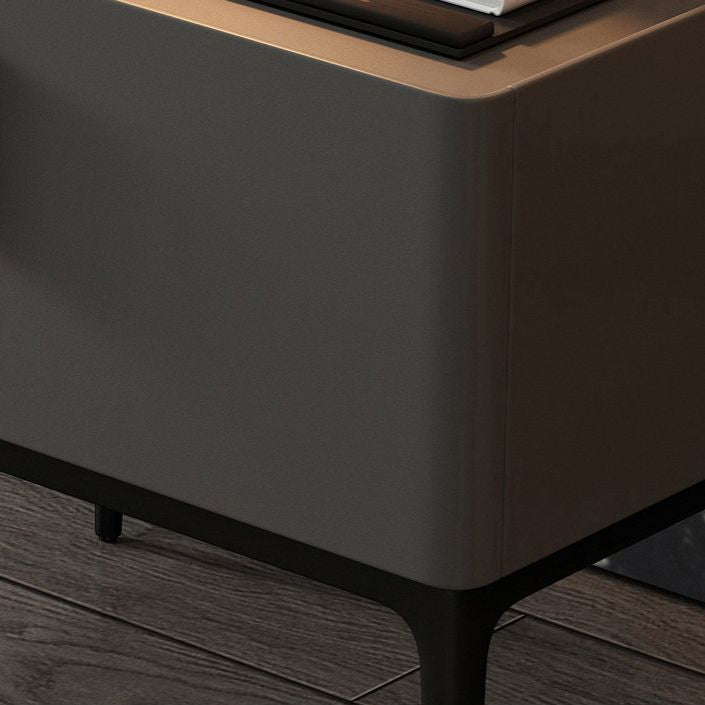 Cama de cuero Nightsand Clásica Gamam Gabinete con cajón