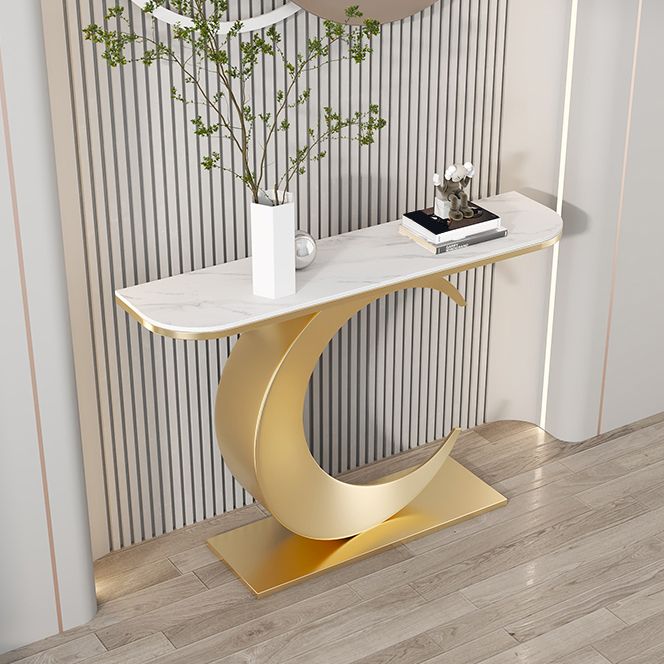 31.5 "H Glam Mal Half Moon Consola Acento de acento Tabla de consola de acabado antiguo