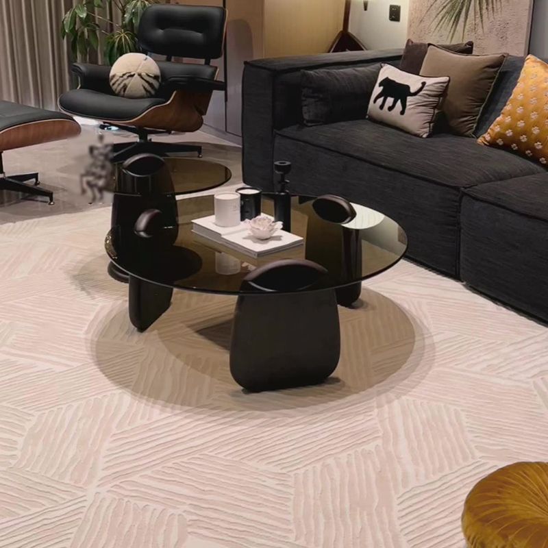 Glass Top Coffee or End Table Black 2 Legs Coffee Cocktail Table