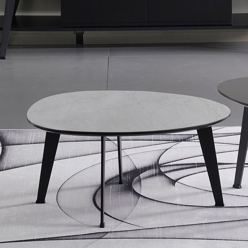 Contemporary White/Grey Free Shape Coffee Table with Metal Base Clearhalo 'Coffee & Accent Tables' 'Coffee Tables' 'coffee_tables' 'furn' 'furn_coffee_tables' 'Furniture' 'furniture_coffee_tables' 'Living Room Furniture' 1200x1200_f8010518-a802-4f3b-92cf-4db75e14121a
