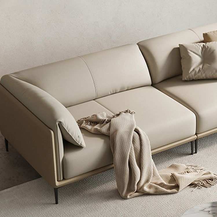 Scandinavian Settee White Living Room Pillow Top Arm Cushions Standard Sofa