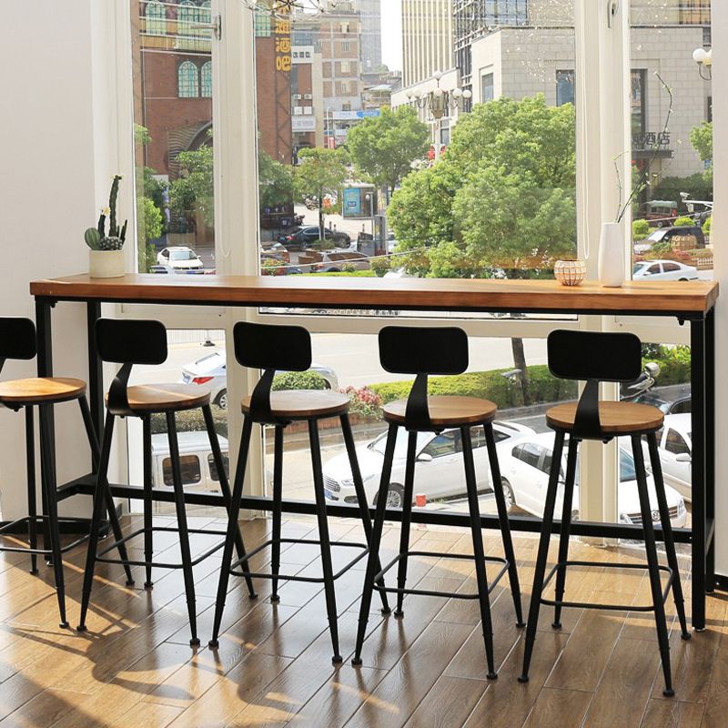 Solid Wood Bar Table Industrial Bar Table with Trestle Base in Black Clearhalo 'Bar Furniture' 'Bar Tables' 'bar_tables' 'furn' 'furn_bar_tables' 'Furniture' 'furniture_bar_tables' 'Kitchen & Dining Furniture' 1200x1200_f803d48b-2a1b-4b8f-b4c6-7d72f33a06f4