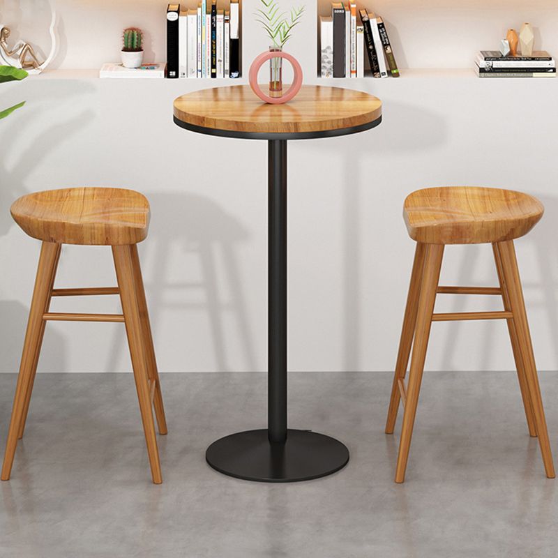 Modern Round Bar Dining Table Indoor Wood Top Bar Height Pub Table Iron Base Clearhalo 'Bar Furniture' 'Bar Tables' 'bar_tables' 'furn' 'furn_bar_tables' 'Furniture' 'furniture_bar_tables' 'Kitchen & Dining Furniture' 'kitchen&dining_furn' 'kitchen' 1200x1200_f8043f2c-2bf3-4b0f-8ce2-af5c60df39a0