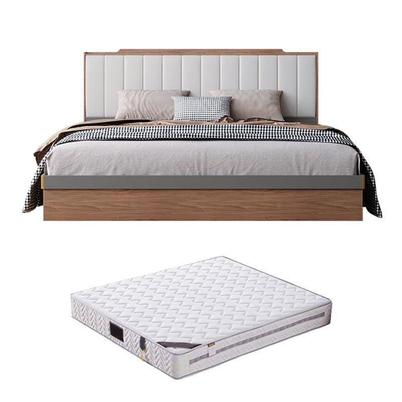 Cama de panel de cabecera tapizada de cama con plataforma moderna de mediados de siglo con cajones