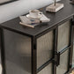 Puerto de vidrio de estilo contemporáneo aparador de buffet de metal para el hogar