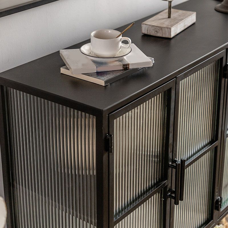 Puerto de vidrio de estilo contemporáneo aparador de buffet de metal para el hogar