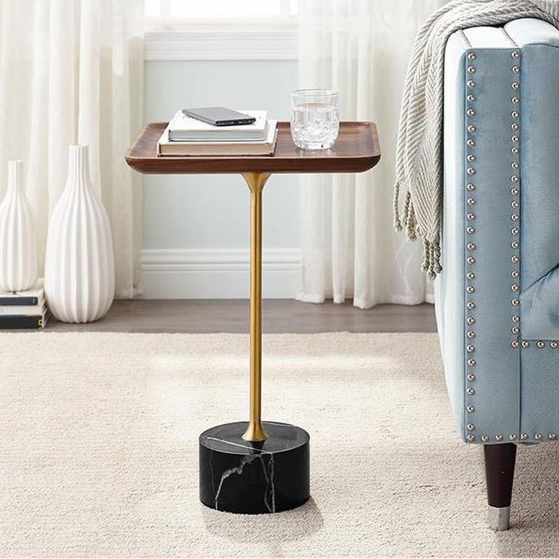 Pedestal Design Cocktail Table Brown Wood Top Marble Pedestal Coffee Table Clearhalo 'Coffee & Accent Tables' 'End & Side Tables' 'end_side_table' 'end_side_tables' 'furn' 'furn_end_side_tables' 'Furniture' 'furniture_end_side_table' 'Living Room Furniture' 1200x1200_f805ff7c-6b75-4af9-91c9-5f28c8ab9f2c