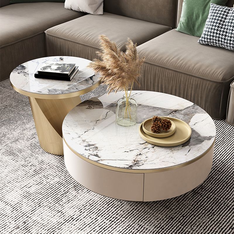 Pedestal Coffee Table Set Slate Round Coffee Table for Living Room Clearhalo 'Coffee & Accent Tables' 'Coffee Tables' 'coffee_tables' 'furn' 'furn_coffee_tables' 'Furniture' 'Living Room Furniture' 1200x1200_f80615f8-320c-43ce-852e-79606acc74dc