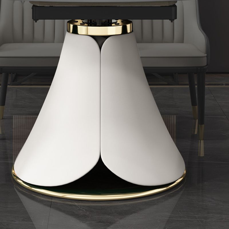 Glam Style Sintered Stone Table Pedestal Dining Table for Kitchen Clearhalo 'Dining Tables & Seating' 'Dining Tables' 'dining_table' 'furn' 'furn_dining_table' 'Furniture' 'Kitchen & Dining Furniture' 1200x1200_f806d6be-2471-4161-b75b-f1ec49537624