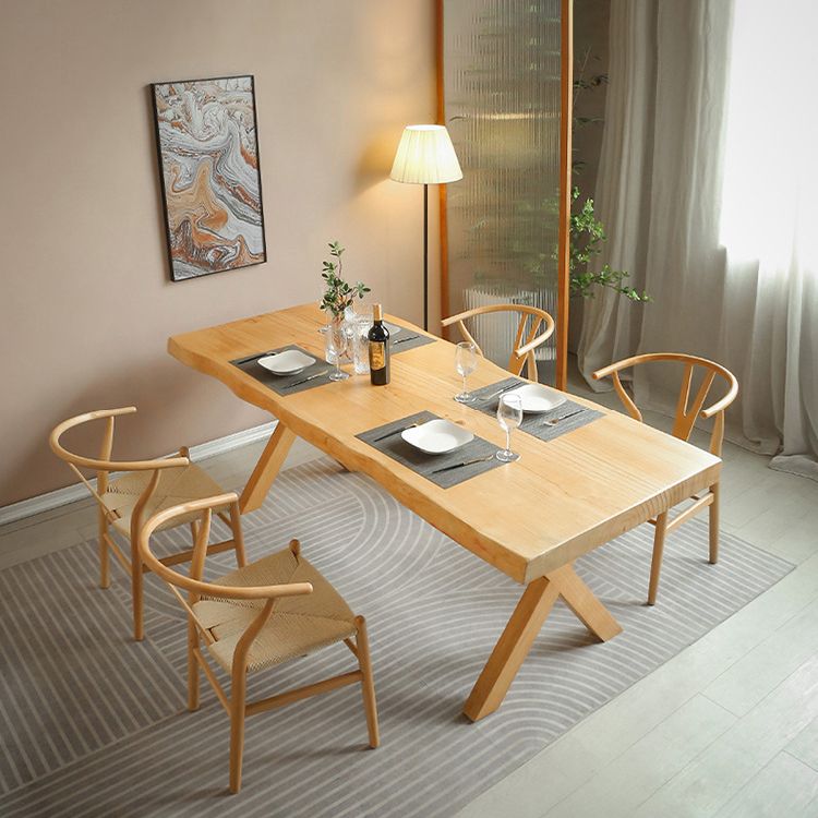 Rectangle Solid Wood Dining Table Modern Contemporary Kitchen Wood Table with Double Pedestal Clearhalo ' dining_table' 'Dining Tables & Seating' 'Dining Tables' 'Furniture' 'furniture_dining_table' 'Kitchen & Dining Furniture' 'kitchen&dining_furn' 'kitchen' 'kitchen_dining_table' 1200x1200_f809162f-bbe7-4f9c-b068-ca7fc2c423f6