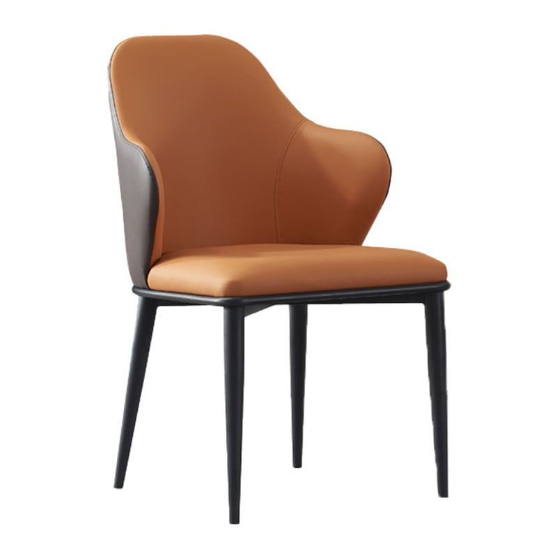 Minimalist Style Leather Dining Chair Solid Back Arm Upholstered Single Chair Clearhalo ' kitchen&dining_furn' 'Dining Chairs' 'Dining Tables & Seating' 'dining_chair' 'furn' 'furn_dining_chair' 'Furniture' 'furniture_dining_chair' 'Kitchen & Dining Furniture' 'kitchen' 1200x1200_f80a7355-d255-4c01-97bd-803fd88a0036
