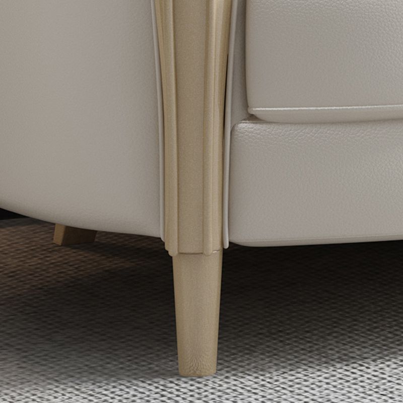 Glamhaftes Holz weiß echtes Ledersofa mit Kissen für Wohnzimmer