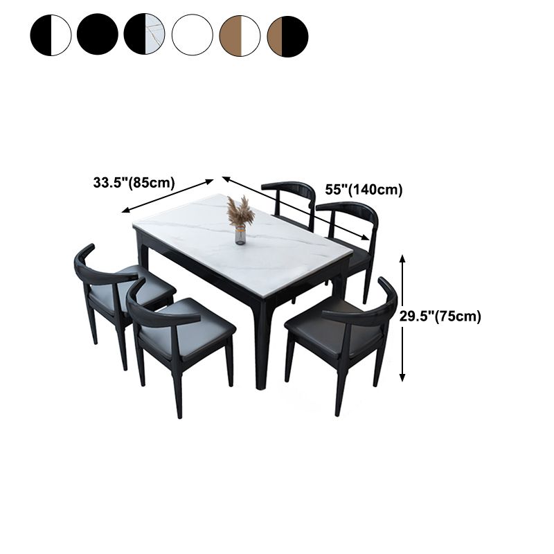 Stone Top Table Contemporary Rectangle Dining Table with 4 Legs