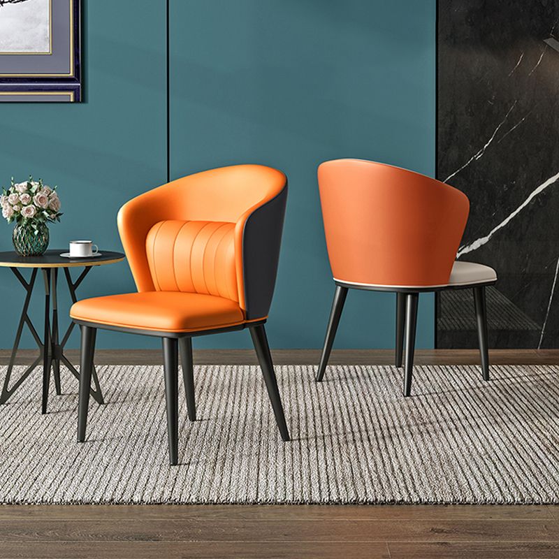 Modern Indoor Leather Curved Dining Side Chair Parsons Armless Chair Clearhalo ' kitchen&dining_furn' 'Dining Chairs' 'Dining Tables & Seating' 'dining_chair' 'furn' 'furn_dining_chair' 'Furniture' 'furniture_dining_chair' 'Kitchen & Dining Furniture' 'kitchen' 1200x1200_f80d7b93-c3ac-4ca1-a7c2-d7476703744b