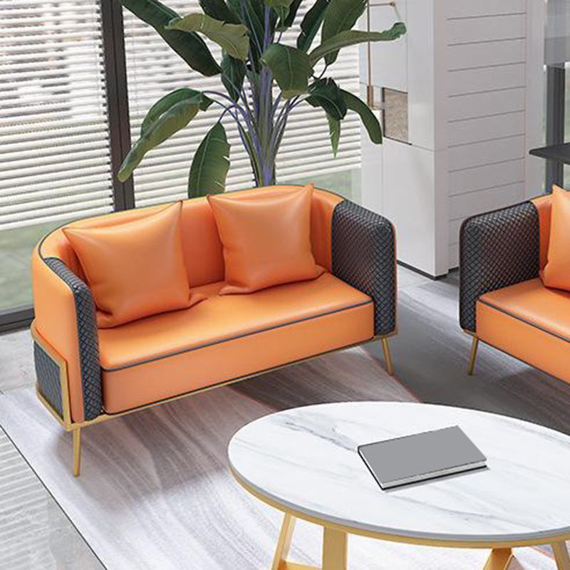 Sofá de brazo de esmoquin moderno 29.53 "HE SEATIS DE LEATRA FAUX DE H CON MARCO DE ORO