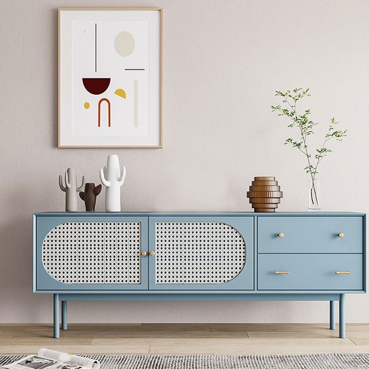25.6" High Nordic TV Stand Solid Wood TV Cabinet with 2-Drawer & Cabinet Clearhalo 'furn' 'furn_tv_stands_entertainment_centers' 'Furniture' 'Living Room Furniture' 'TV Stands & Entertainment Centers' 'TV Stands & Media Storage Furniture' 'tv_stands_entertainment_centers' 1200x1200_f80e82db-b353-435d-84a6-b249696e4100