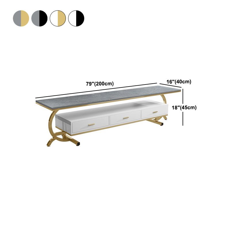 Consola de medios de televisión de Glam Slate Top 3 Cajones Metallic Stand Console