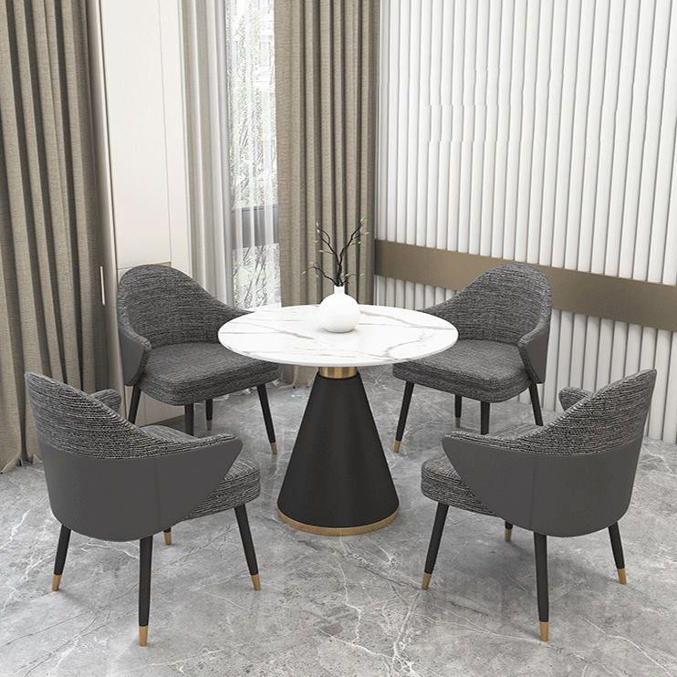 Glam Sintered Stone Dining Set Round 1/2/5 Pieces Dining Set Clearhalo 'Dining Room Sets' 'Dining Tables & Seating' 'dining_room_set' 'furn' 'furn_dining_room_set' 'Furniture' 'Kitchen & Dining Furniture' 1200x1200_f8120218-729e-4bb8-8db8-b471e94c2d32