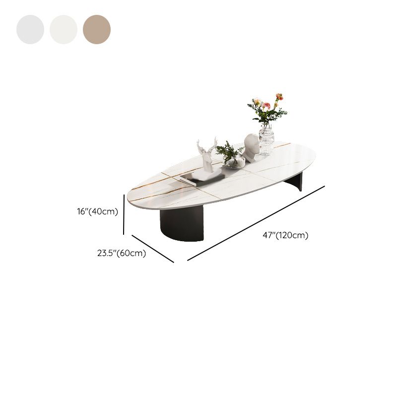 2 Legs Single Coffee Table Slate Oval Coffee Table with Storage