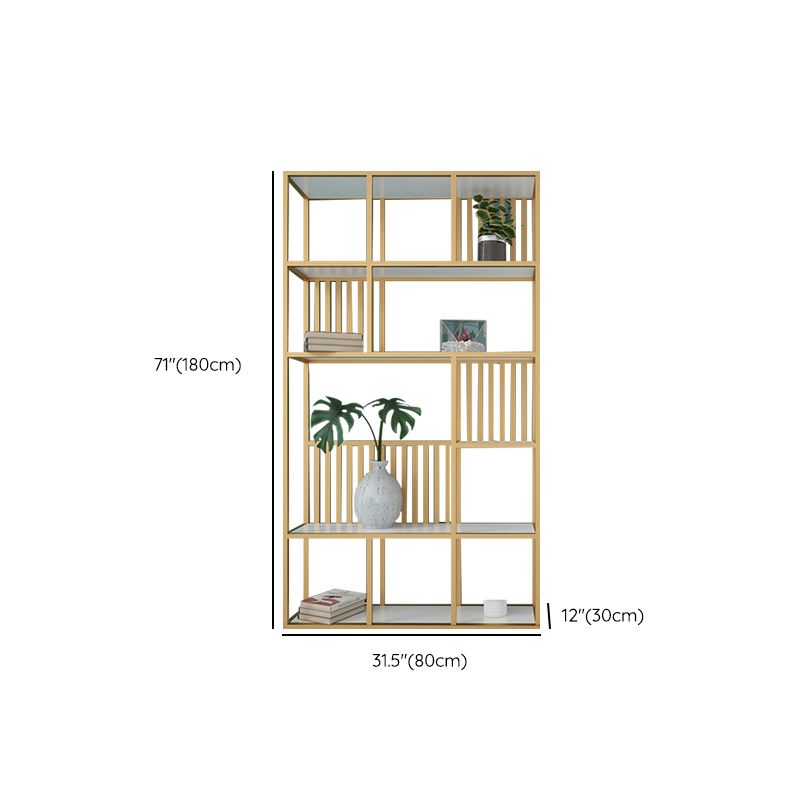 Glam Antique Finish Shelf Bookcase Metal Frame Bookshelf with Shelves Clearhalo 'Bookcases' 'furn' 'furn_bookcases' 'Furniture' 'Office Furniture' 1200x1200_f8131131-774d-4783-9919-eb2db6865a48