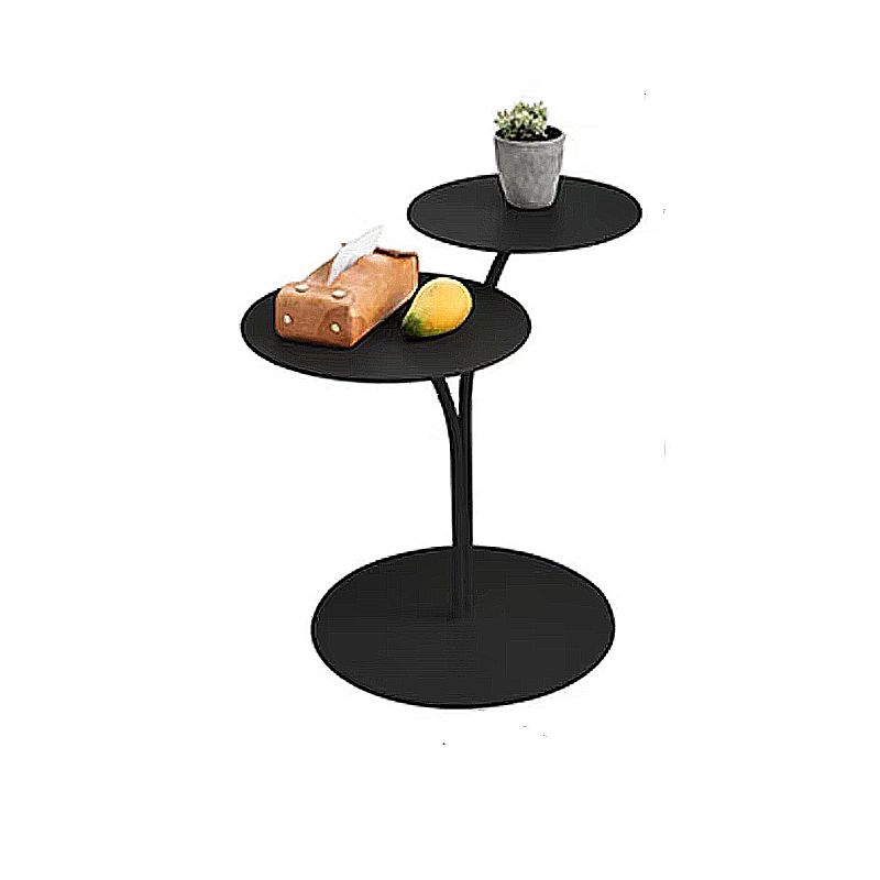 Modern Black/White Iron Nightstand, 21.65"/23.32" Tall Nightstand