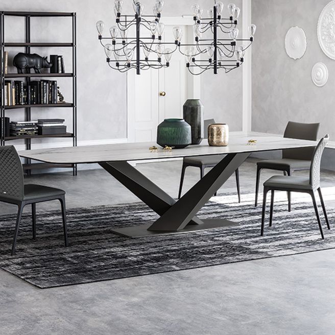 Metal Contemporary Rectangular Dining Table Sintered Stone Table for Dining Room Clearhalo ' dining_table' 'Dining Tables & Seating' 'Dining Tables' 'Furniture' 'furniture_dining_table' 'Kitchen & Dining Furniture' 'kitchen&dining_furn' 'kitchen' 'kitchen_dining_table' 1200x1200_f815c82e-0b5b-4606-b410-6853a14daef9