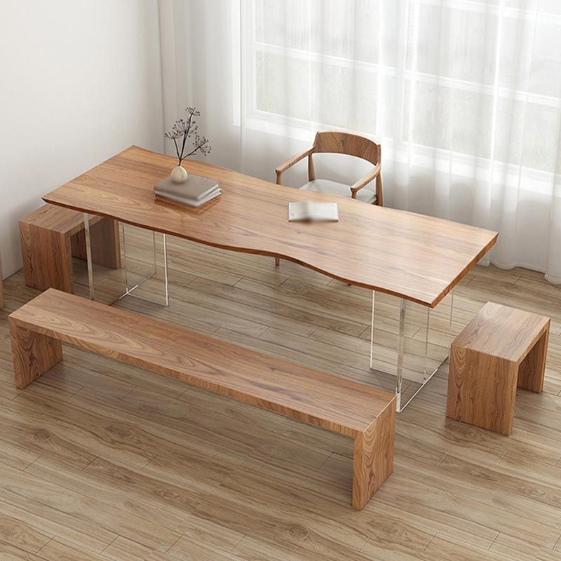 Table en bois massif contemporain pour table rectangle de restaurant avec base acrylique