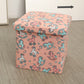 Modern Blue Square Ottoman Trees Pattern Cotton Indoor Ottoman