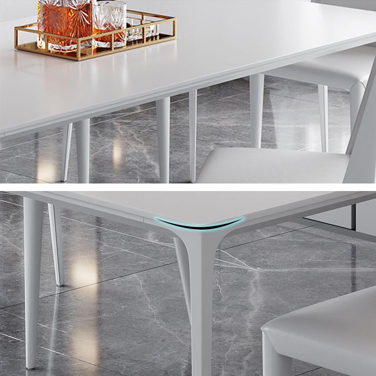 Sintered Stone Dining Table Industrial Style 4 Legs Base Rectangle Table for Home Clearhalo ' dining_table' 'Dining Tables & Seating' 'Dining Tables' 'furn' 'furn_dining_table' 'Furniture' 'furniture_dining_table' 'Kitchen & Dining Furniture' 'kitchen&dining_furn' 'kitchen' 'kitchen_dining_table' 1200x1200_f81b3b25-394a-4c5e-88f5-6892669157c4