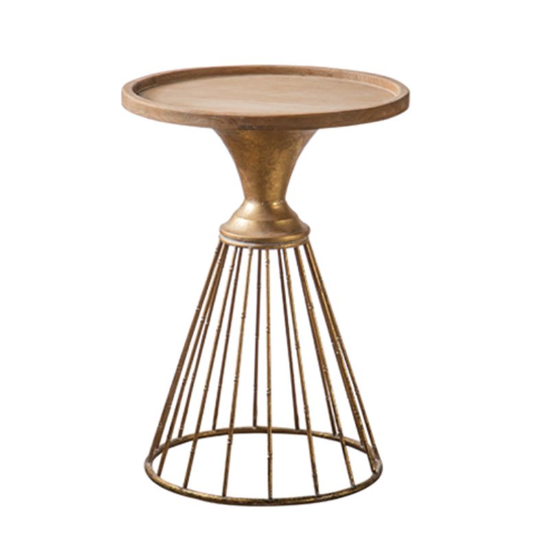 French Country Frame End Table Antique Brass Solid Wood Side Table