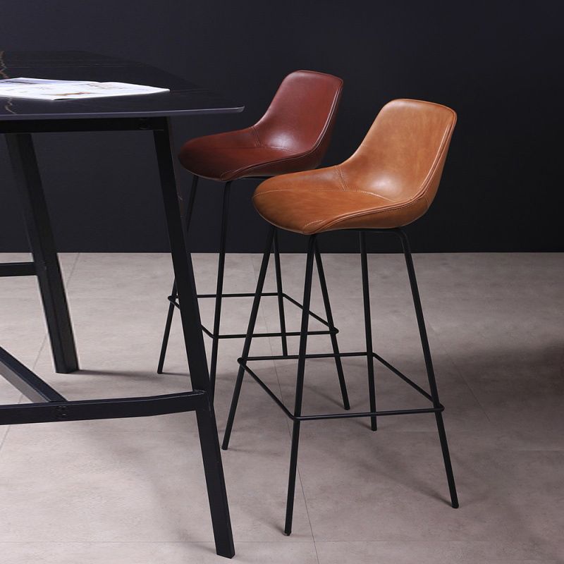 Scandinavian Coffee Shop Low Back Stool Matte Finish Leather Barstool Clearhalo 'Bar Furniture' 'Bar Stools' 'bar_stools' 'furn' 'furn_bar_stools' 'Furniture' 'furniture_bar_stools' 'Kitchen & Dining Furniture' 1200x1200_f81df7bf-3295-4952-bb7b-3ae55c136ff4
