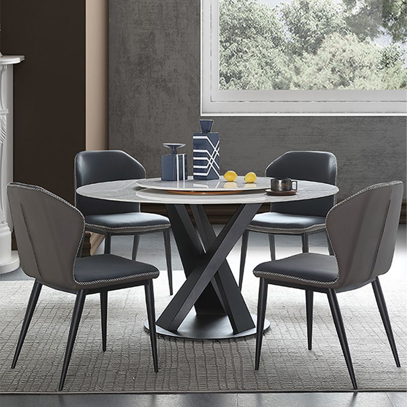 Modern Round Dinner Table Steel Base Dining Table with Pedestal Base