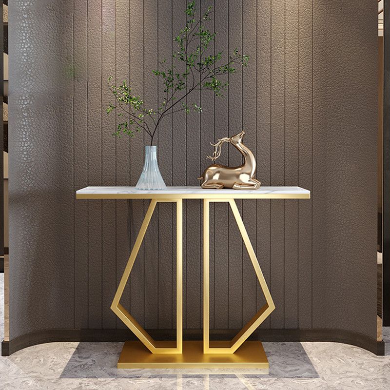 Glam Console Accent Table 11.81" W Sofa Console Table in Marble