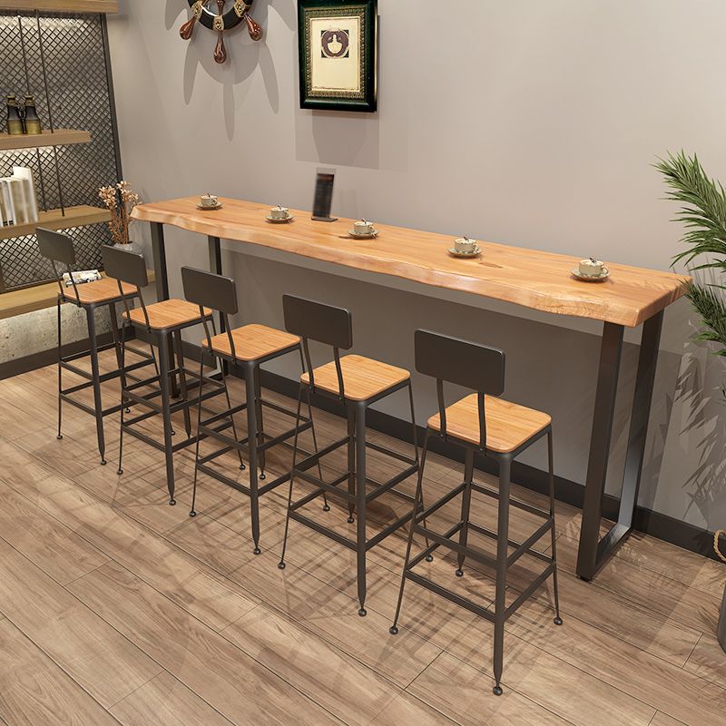 Pine Wood Top Rectangle Bar Table Industrial Bar Table with Double Pedestal Clearhalo 'Bar Furniture' 'Bar Tables' 'bar_tables' 'furn' 'furn_bar_tables' 'Furniture' 'Kitchen & Dining Furniture' 1200x1200_f8201cb5-3acf-4641-884b-9fb04fe4c4bf