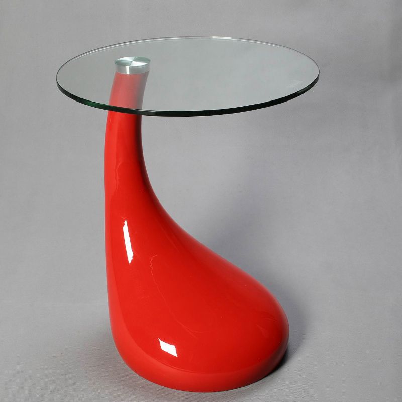 Contemporary End Table Glass Round Plastic Pedestal Living Room Side Table Clearhalo 'Coffee & Accent Tables' 'End & Side Tables' 'end_side_tables' 'furn' 'furn_end_side_tables' 'Furniture' 'Living Room Furniture' 1200x1200_f82111c4-5267-42e9-8e29-d4a3c707fca1