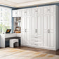White Armoire Artificial Wood Wardrobe with Drawers and Clothes Rails Storage Cabinet