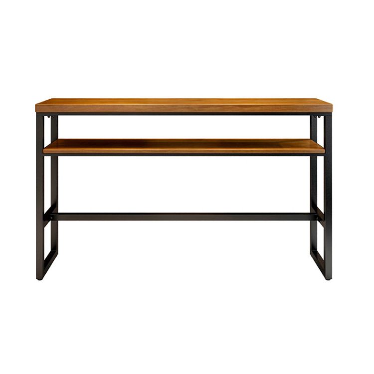 Modern Rectangle Bar Dining Table Wood Trestle Bar Height Table with Shelves Clearhalo 'Bar Furniture' 'Bar Tables' 'bar_tables' 'furn' 'furn_bar_tables' 'Furniture' 'furniture_bar_tables' 'Kitchen & Dining Furniture' 'kitchen&dining_furn' 'kitchen' 1200x1200_f821a940-8b3c-4962-8dde-8ca5e2810814