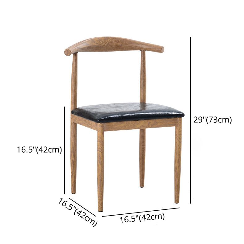 Modern Style Kitchen Leather Dining Chair Ladder Back Side Chair of 16" Wide with Metallic Base Clearhalo ' kitchen&dining_furn' 'Dining Chairs' 'Dining Tables & Seating' 'dining_chair' 'furn' 'furn_dining_chair' 'Furniture' 'furniture_dining_chair' 'Kitchen & Dining Furniture' 'kitchen' 1200x1200_f821bbb8-313a-4fda-84df-3d5a3cda47e8