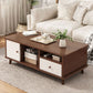 Rectangular Wooden Coffee Table 1 Single Cocktail Table with Storage Drawers
