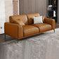 Tan Genuine Leather Sectional/Sofa Square Arm Sectional for Apartment