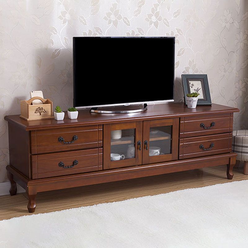 Traditional TV Console Wooden TV Media Console with 4 Drawers Clearhalo 'furn' 'furn_tv_stands_entertainment_centers' 'Furniture' 'Living Room Furniture' 'TV Stands & Entertainment Centers' 'TV Stands & Media Storage Furniture' 'tv_stands_entertainment_centers' 1200x1200_f8248d0b-b356-449c-8ed2-7039cffc7cfa